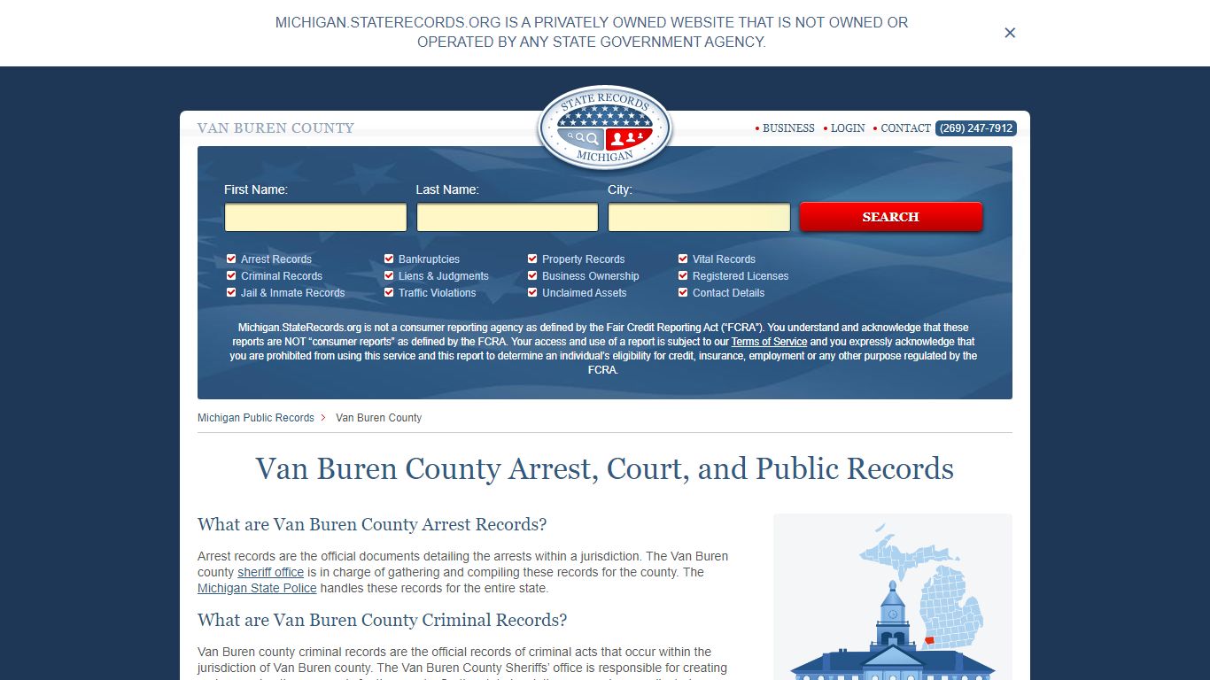 Van Buren County Arrest, Court, and Public Records